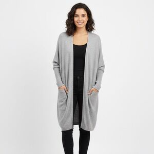Kit & Ace Sz OS Wool Cashmere Grey Long Lined Open Front Casual Cardigan